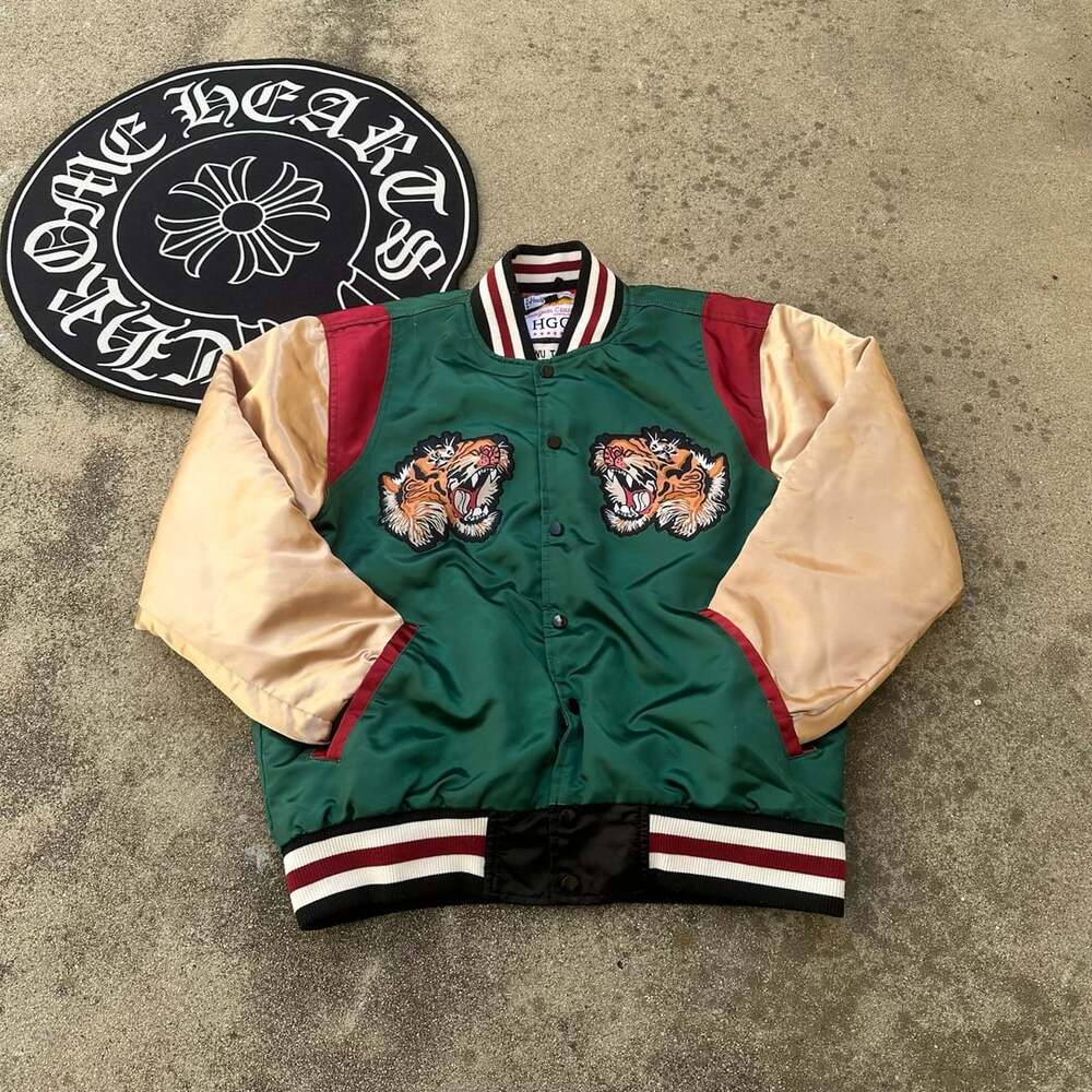 Headgear Classics Wu-Tang Clan Tigerhead Satin Bomber Jacket Green Size L